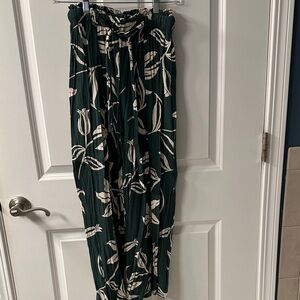 Angie Elegant Green and White boho Women's Pants